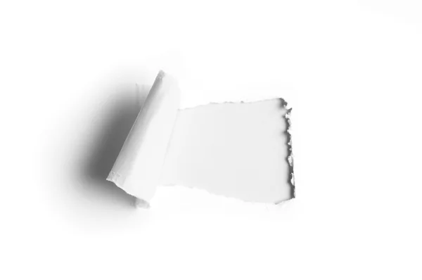 Weißes Papier mit Loch und Kopierraum für Text — Stockfoto