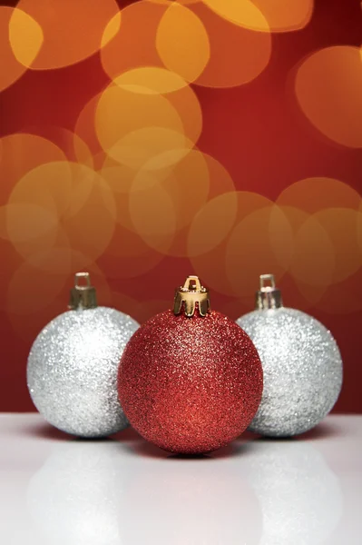 Christmas balls and bokeh background — Stock Photo, Image