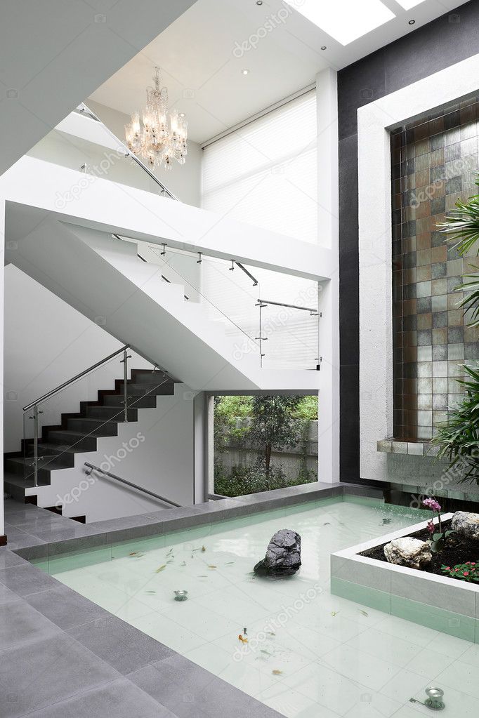 Interior Design: Stairs and Waterfall