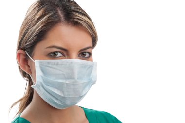 Gülümseyen tıbbi kadın doktor. Beyaz arkaplan üzerinde izole edilmiş