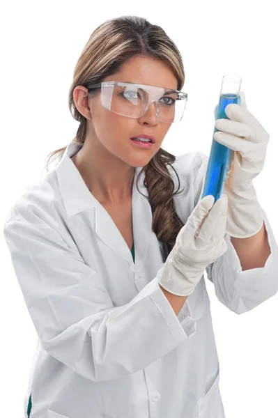 Young woman doctor holding test tube — Stock Photo, Image