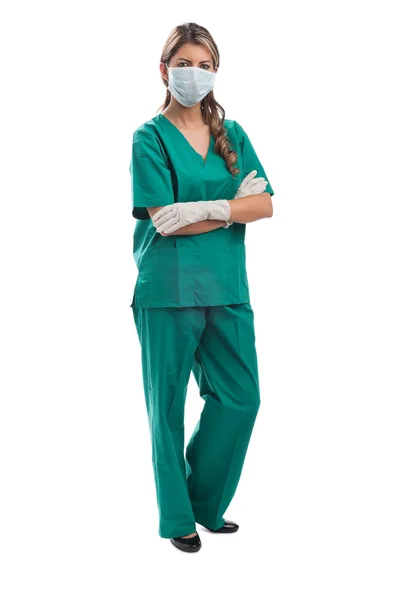 Médica sorridente. Isolado sobre fundo branco — Fotografia de Stock