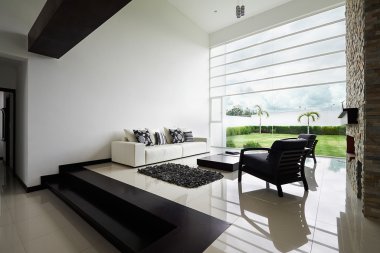 İç tasarım serisi: büyük boş beyaz ile Modern oturma odası