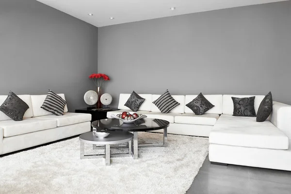 Interior Design: Living room with big empty wall — Stock Photo, Image