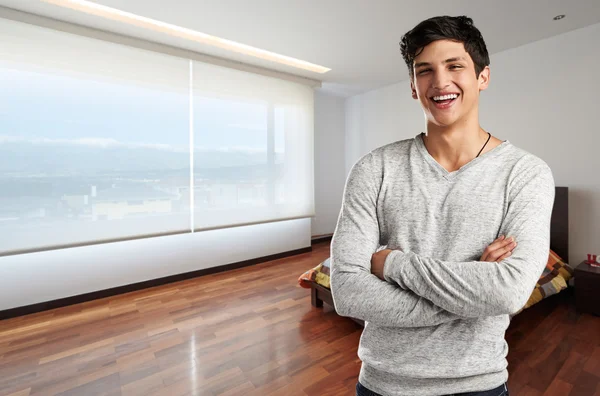 Young casual man at modern apartment — Stock Photo, Image