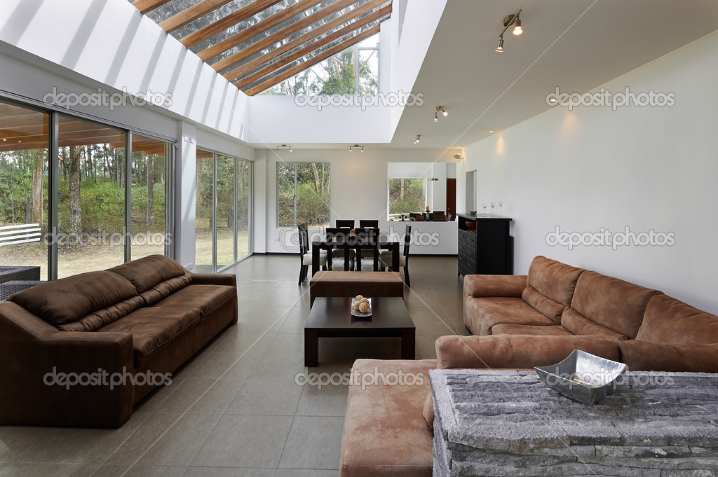Interior Design Modern Living Room With Big Empty White Wall Interior Design Modern Living Room With Big Empty White Wall Stock Photo 32853127