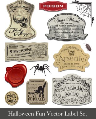 eğlenceli Halloween parodi etiketleri set 2