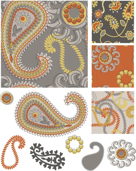 Vector Paisley Seamless Patterns and Icons. Vector Graphics