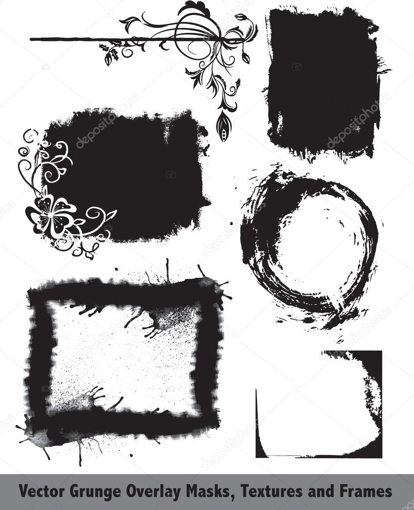 Grunge Vector Overlay Masks, Textures, Corners and Frames.