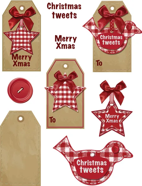Cute şemsiye vektör Noel hediye etiketleri. — Stok Vektör