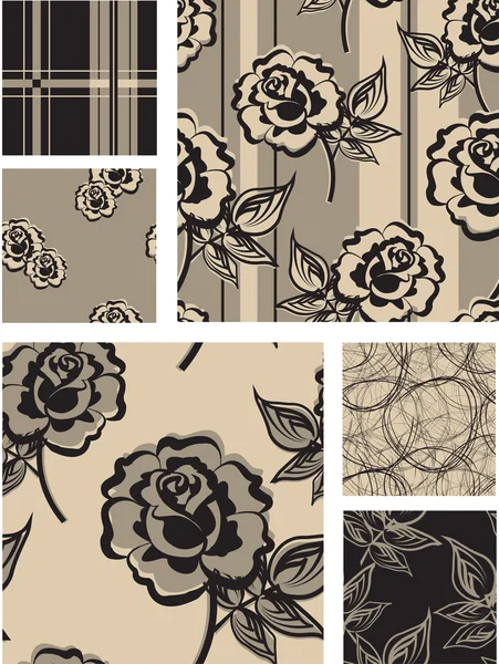 Цветочные розы бесшовные узоры и текстуры . Стоковая Иллюстрация