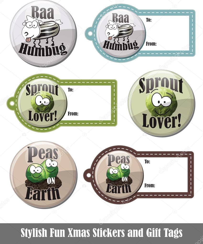 Stylish Fun Xmas Stickers and Gift Tags