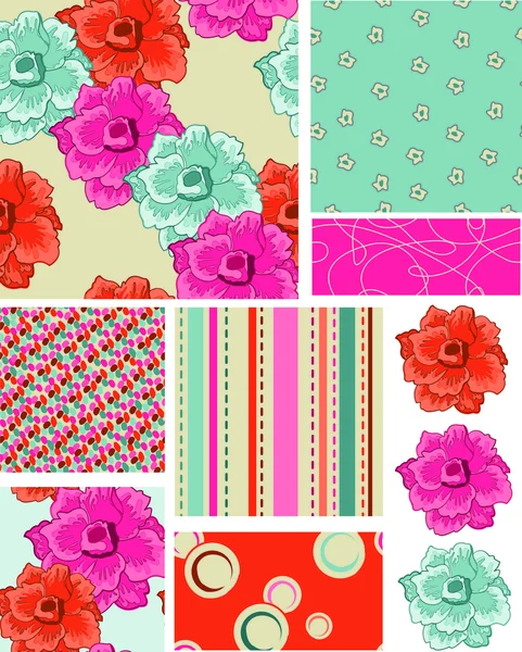 Bright Floral Vector Patterns — Stock Vector