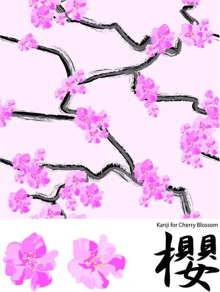 Cherry Blossom Vector Patterns and Elements Royalty Free Stock Illustrations