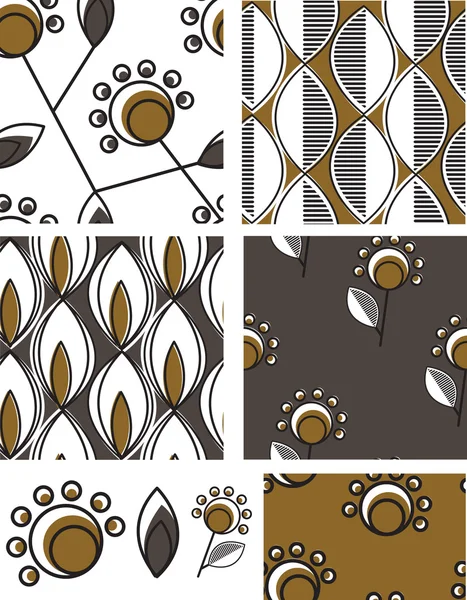 Contemporary Tribal Floral Vector Patterns — Stock Vector