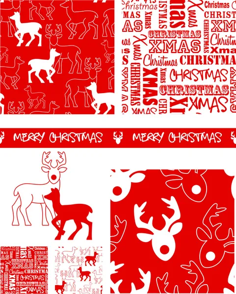 Patrones vectoriales de renos de Navidad . — Archivo Imágenes Vectoriales