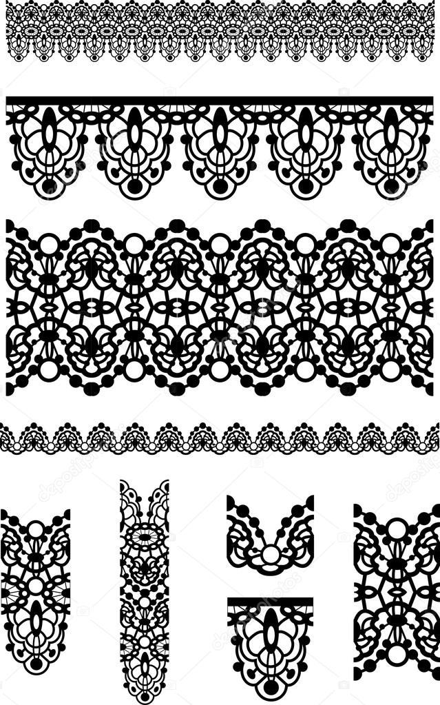 Seamless black lace ribbon isolated on white Vector Image