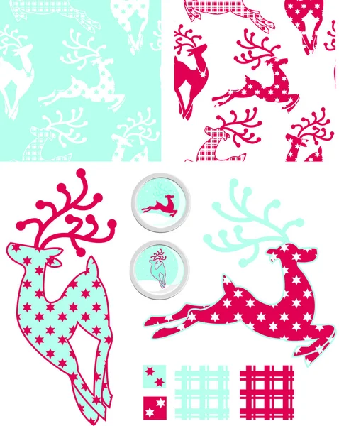 Patterns et éléments sans couture de vecteur de renne . — Image vectorielle