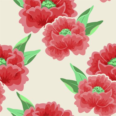 mercan çiçek sorunsuz vektör desen.