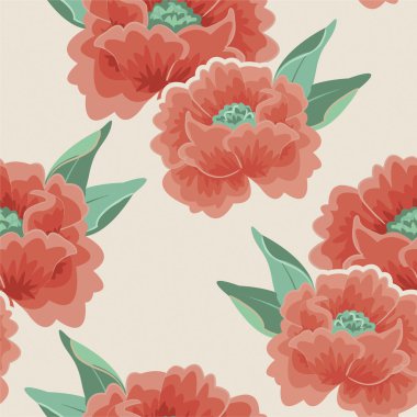 mercan çiçek sorunsuz vektör desen.