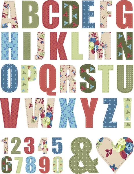 Ensemble de lettre alphabet motif vectoriel floral — Image vectorielle