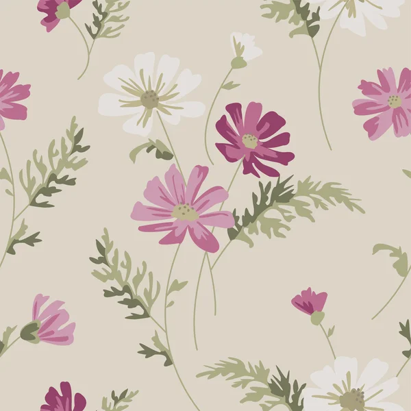 Meadow Flower Vector Seamless Pattern. — Stock Vector