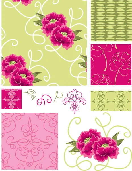 Spring Floral Vector Seamless Patterns. — Stock Vector