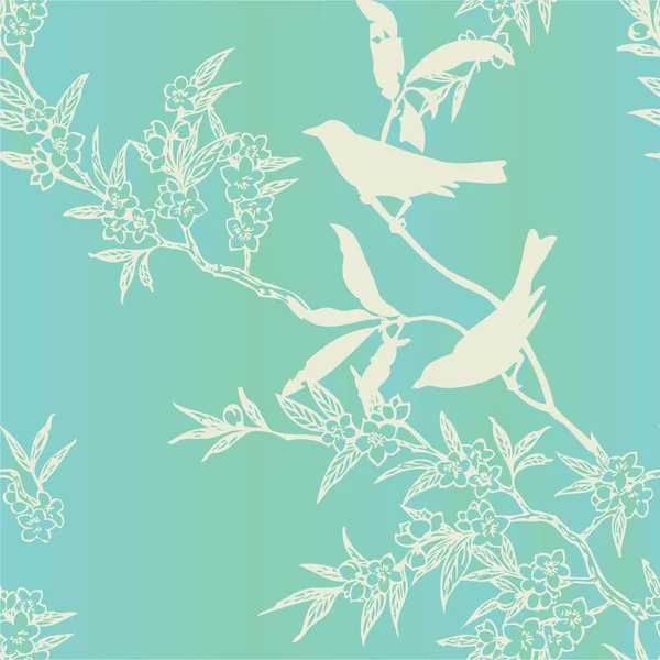 Floral Bird Seamless Vector Pattern. Stock Illustration