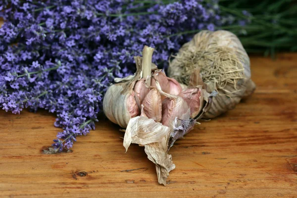 Bunch of Lavender and garlic