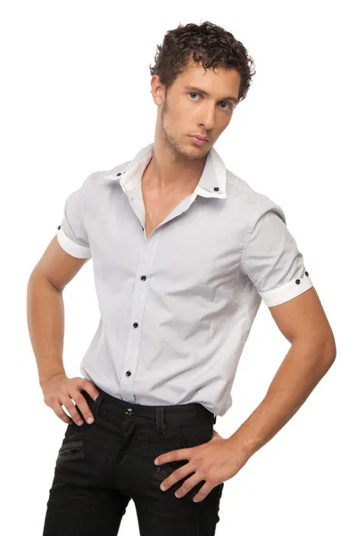 Male model in shirt over white — Stock Photo, Image