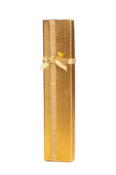 Kleine gouden girfbox met strik — Stockfoto