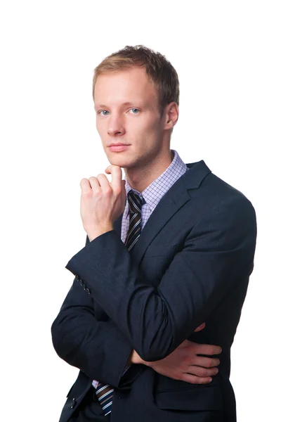 Handsome businessman in suit thinking — Stock Photo, Image