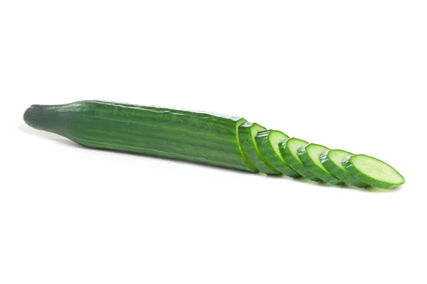 Green sliced cucumber isolated on white background — Stock Photo, Image