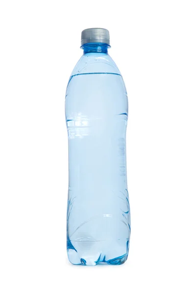 Plastik transparan blue Bottle of water isolated on white backg — Stok Foto