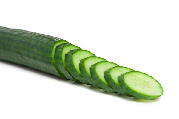 Green sliced cucumber isolated on white background — Stock Photo, Image
