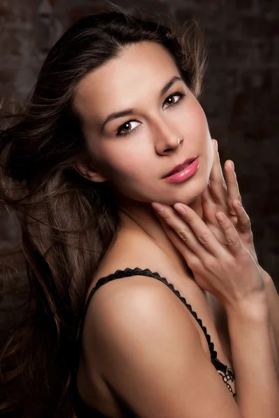 Portrait of beautiful sexy brunette girl — Stock Photo, Image