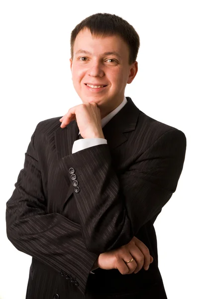 Handsome businessman in suit over white — Stock Photo, Image