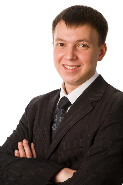 Handsome businessman in suit over white — Stock Photo, Image