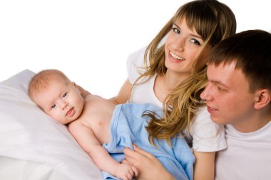 genç anne ve baba kendi küçük bir çocuk ile