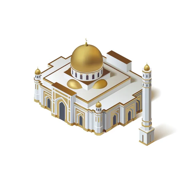 Vektorillustration der weiß-goldenen Moschee — Stockvektor