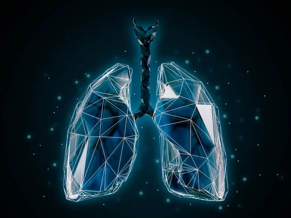 Niskie Poli Ludzkie Płuca Czarnym Tle Streszczenie Ilustracji Ludzkich Płuc — Zdjęcie stockowe