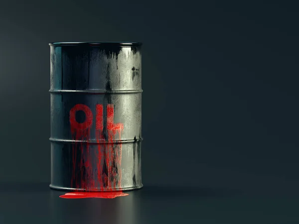Illustration Barrel Oil Bloody Red Color World Energy Crisis Economy — Foto Stock