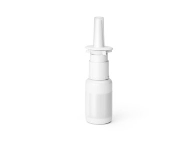 Closeup of blank drug spray on white. Photorealistic 3d illustration
