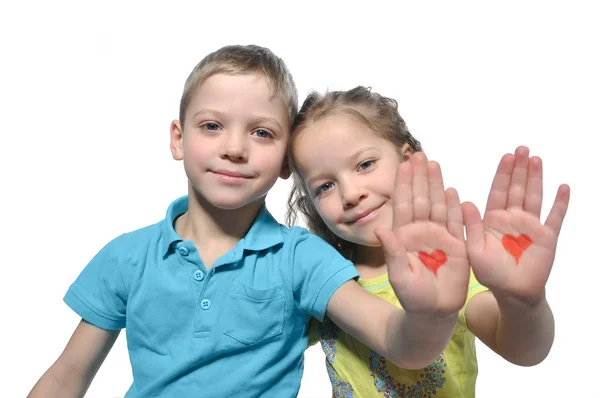 Dos corazones con amor — Foto de Stock