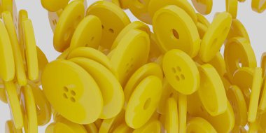 3d illustration. Abstract background. Background volumetric image in the form of yellow buttons of a round shape with a shadow isolated on a white background. 3d panel. Render