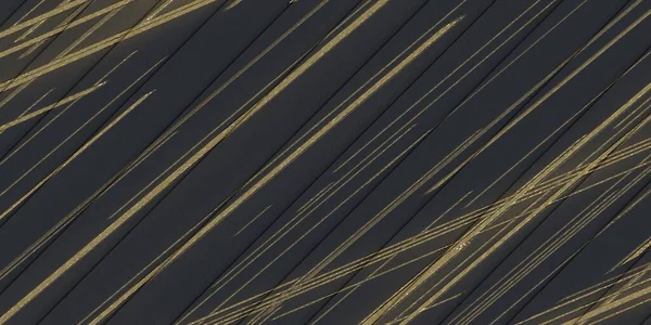 Иллюстрация Абстрактный Фон Объемная Чёрно Золотая Абстракция Трёхмерных Элементов Геометрический — стоковое фото