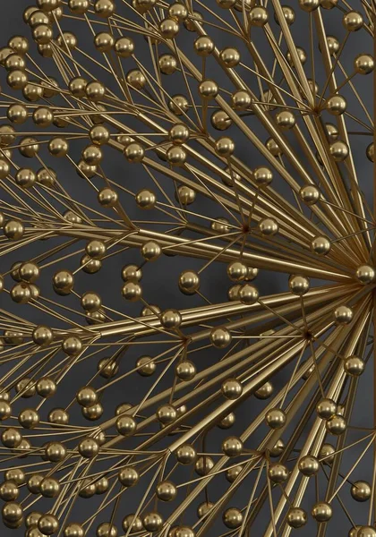 Εικονογράφηση Αφηρημένο Φόντο Πολύπλοκη Ογκομετρική Γεωμετρία Δέσμες Από Χρυσά Μούρα Εικόνα Αρχείου