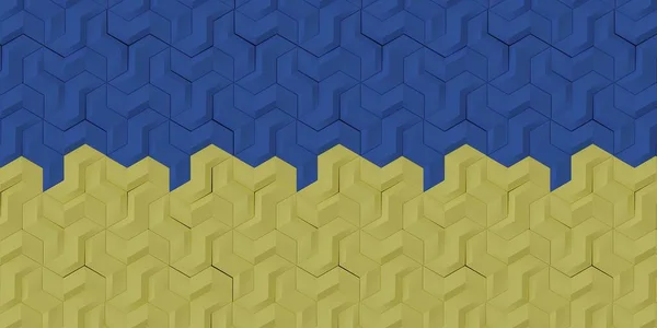 Illustratie Achtergrondbeeld Volumetrische Geometrie Met Een Schaduw Kleur Van Oekraïense — Stockfoto