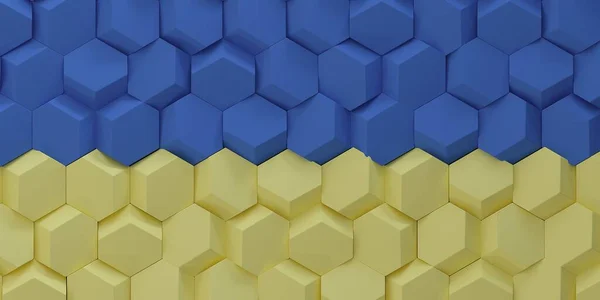 Иллюстрация Фоновое Изображение Объемная Трехмерная Геометрия Тенью Цвете Украинского Флага — стоковое фото