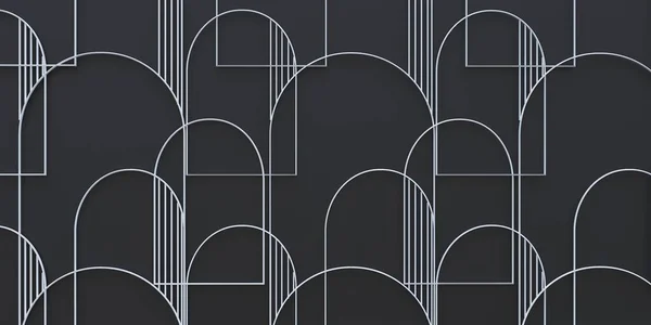 Illustrazione Sfondo Astratto Linee Volumetriche Bianche Fondo Nero Linee Rette — Foto Stock